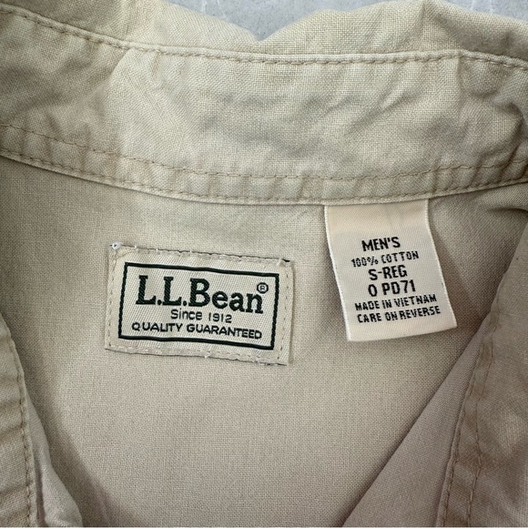 Men’s L.L. Bean Sunwashed Canvas Short Sleeve Button Down Cotton Shirt Small - Picture 12 of 16